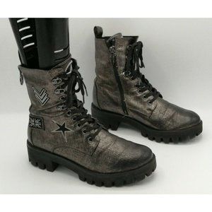 Tamaris Durand Metallic Lace Up Combat Boots